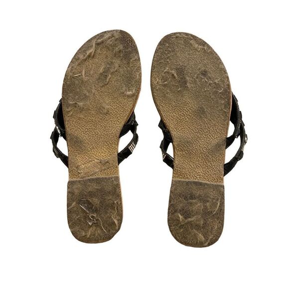 Blue Suede Rhinestone Embellished Flip Flops Sandals Sz 7 - Picture 3 of 8